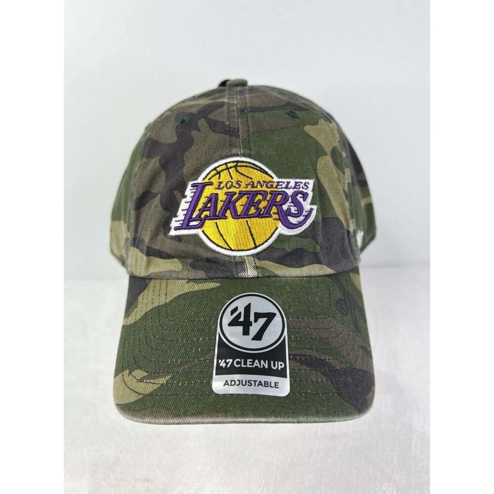 Los Angeles Lakers 47 Brand Clean Up Adjustable Camo Dad Hat Cap New